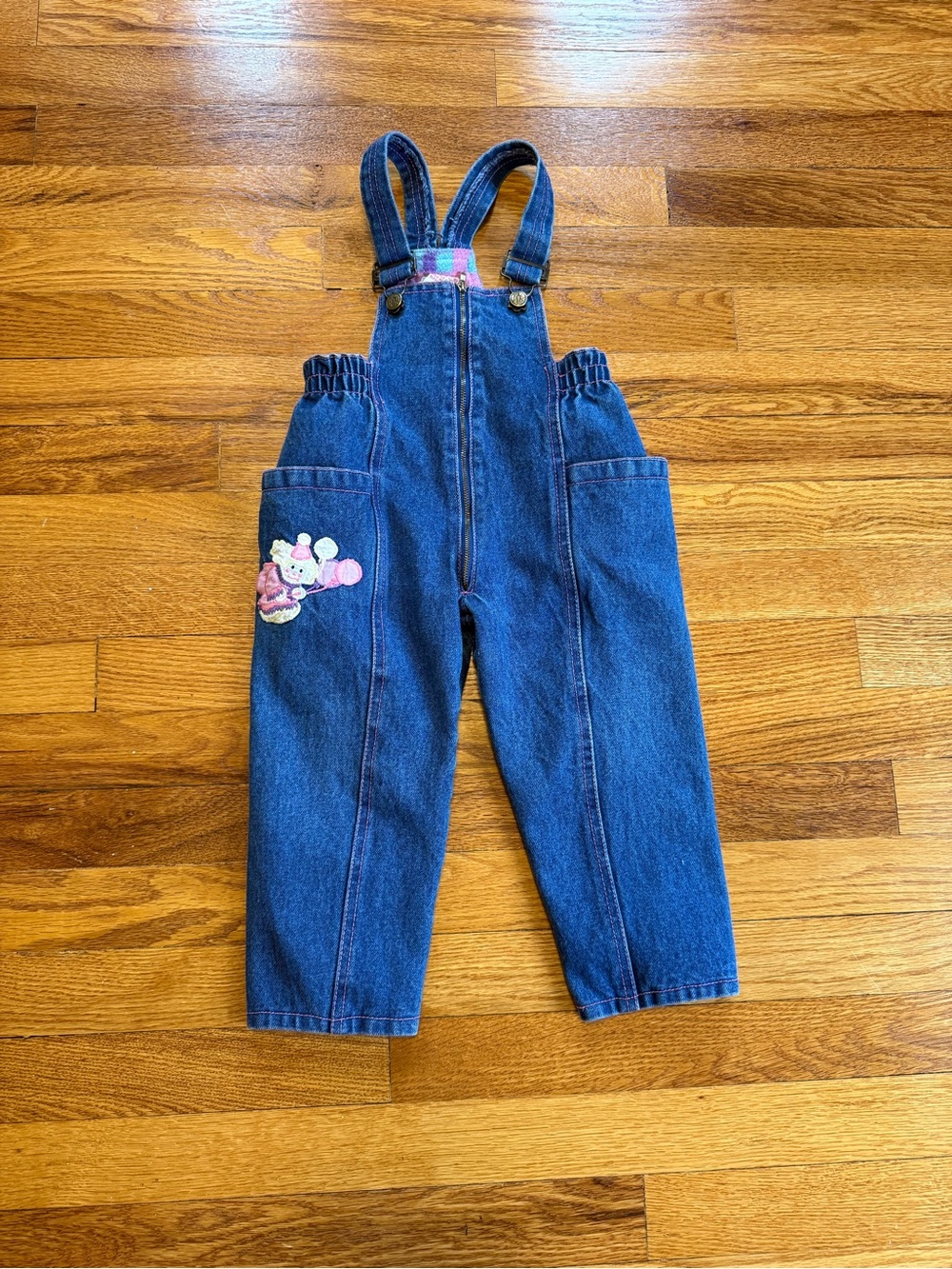Vintage 80s Clown Denim Overalls, Jean Pants Baby Toddler (Size 12 Months)